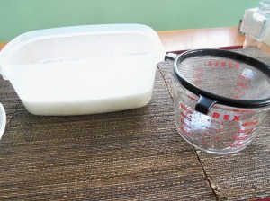 Pour through strainer