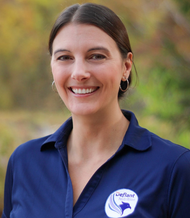 Kate Cline in Defiant Nutrition polo shirt